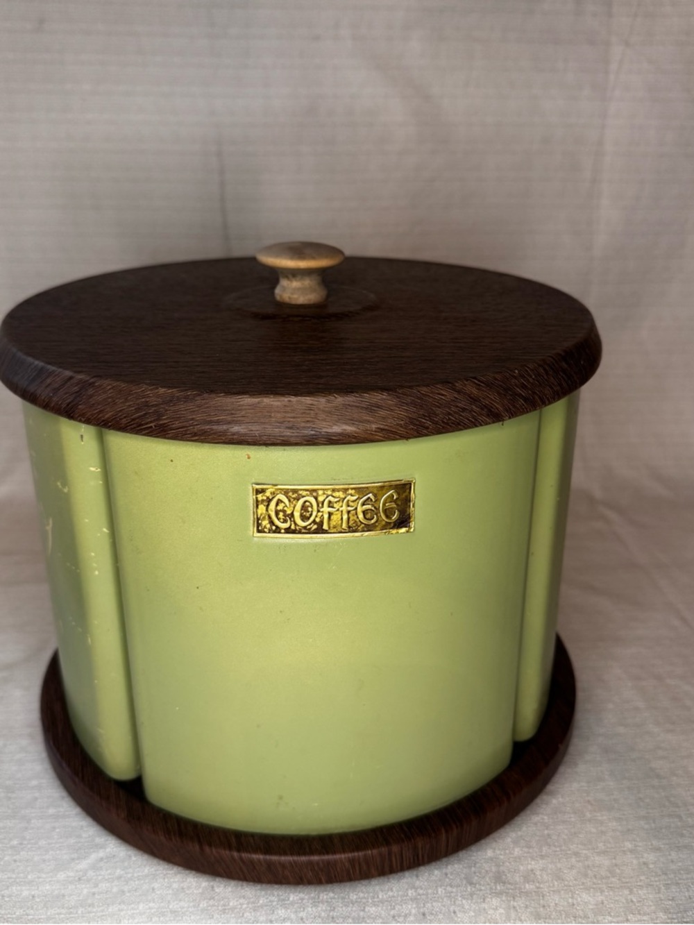 Rotating Canister Set Avocado Green Lazy Susan Retro 70s Kitchen - Picture 3 of 7